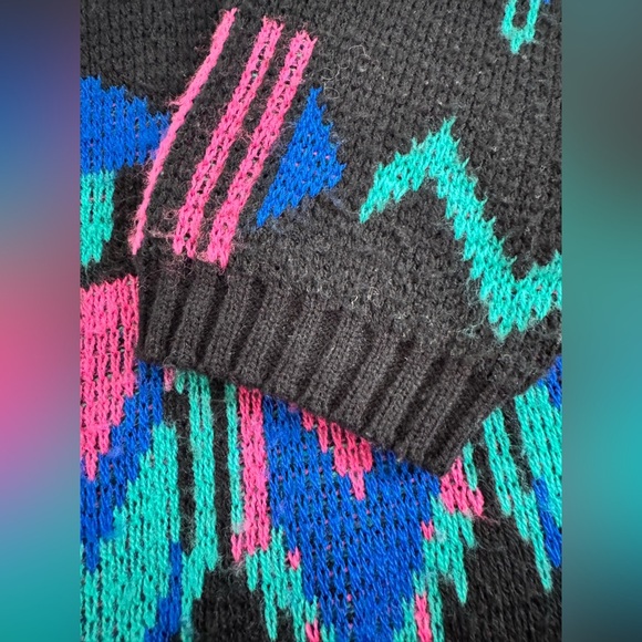 Rare Vintage 80’s 19th Avenue Art Deco Women Funky 100% Acrylic Ribbed Sweater - Picture 5 of 9
